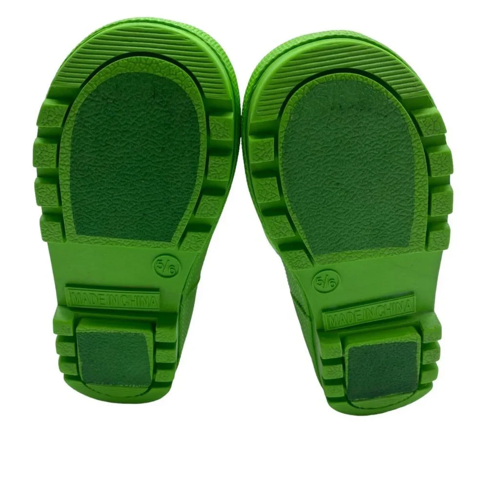 Disney Mickey x Minnie Kid Size 5/6 Red Green Pull On Rubber Rain Garden‎ Boots